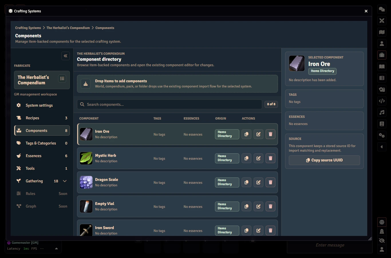 Fabricate created component