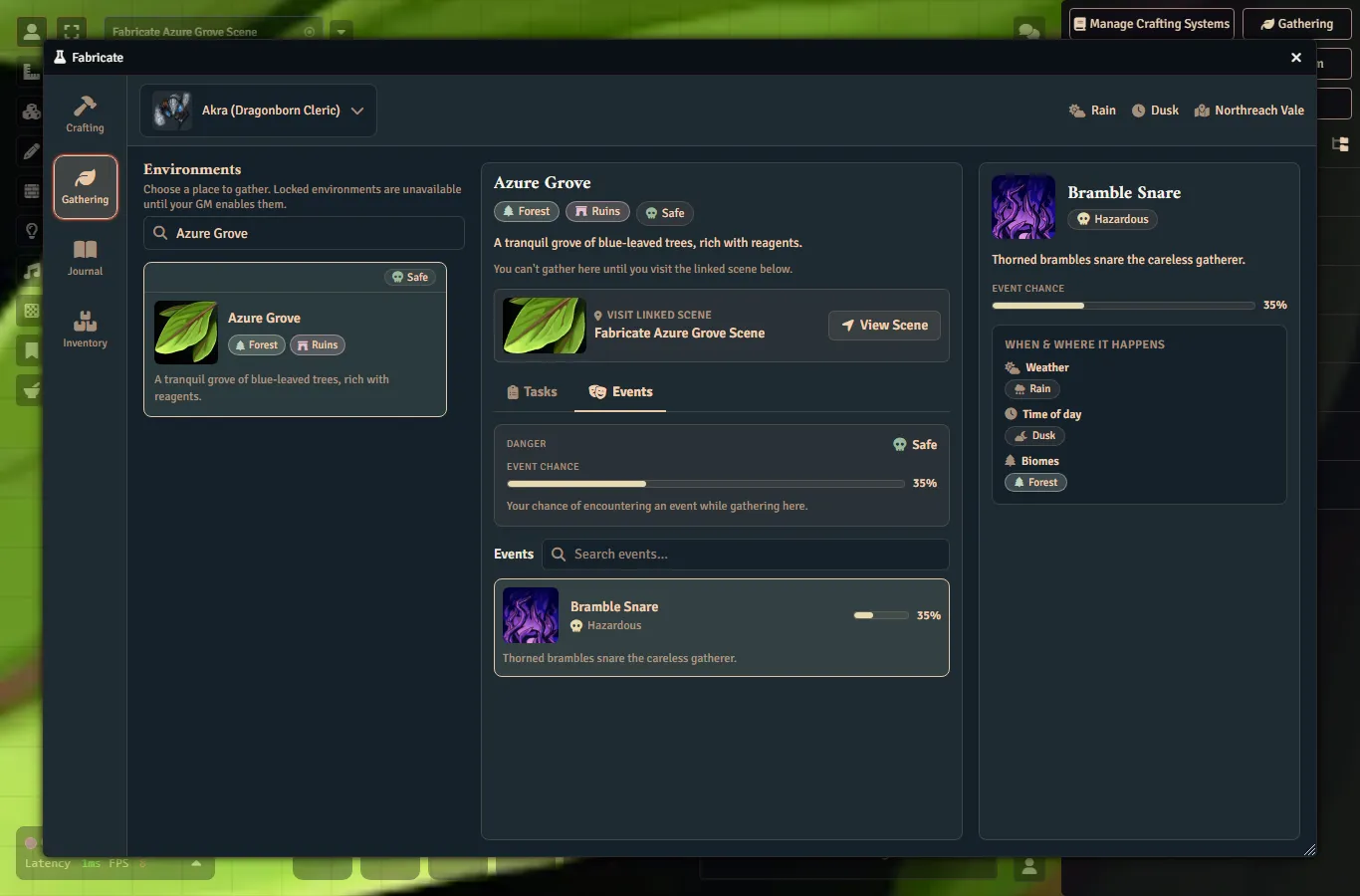 Fabricate player gathering events